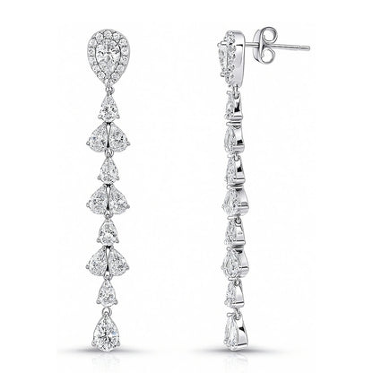 Teardrop CZ Chandelier Earrings in Sterling Silver