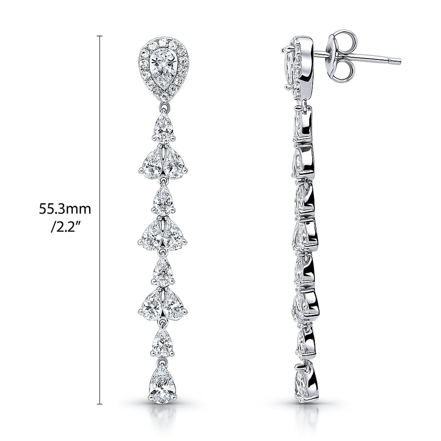 Teardrop CZ Chandelier Earrings in Sterling Silver, 4 of 9