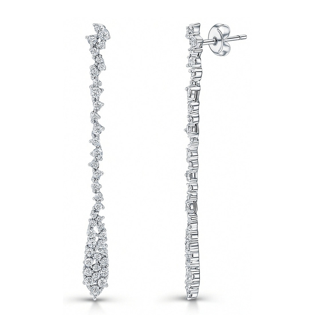 Cluster Teardrop CZ Earrings in Sterling Silver