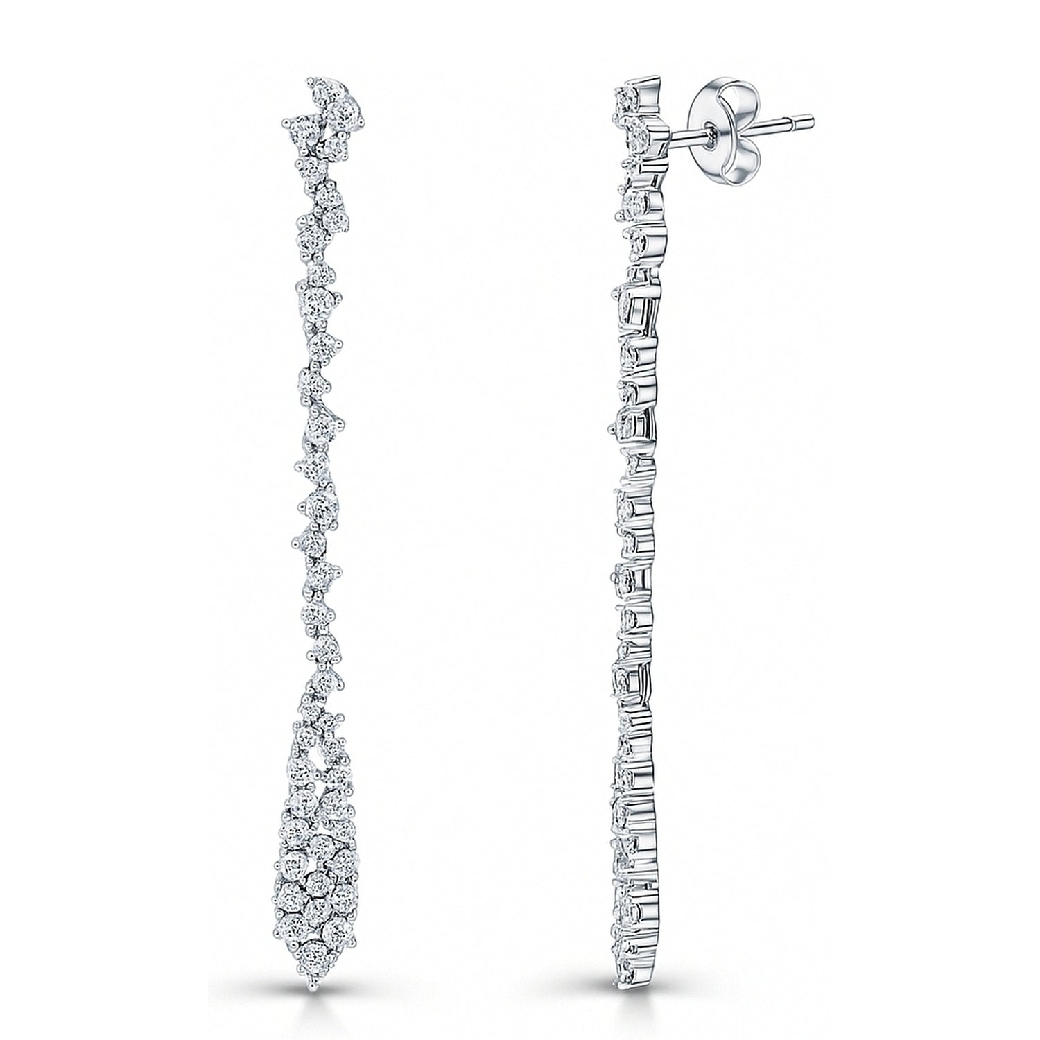Cluster Teardrop CZ Earrings in Sterling Silver, 1 of 6