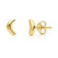 Crescent Moon Cartilage Stud Earrings in Sterling Silver, Yellow Gold Flashed