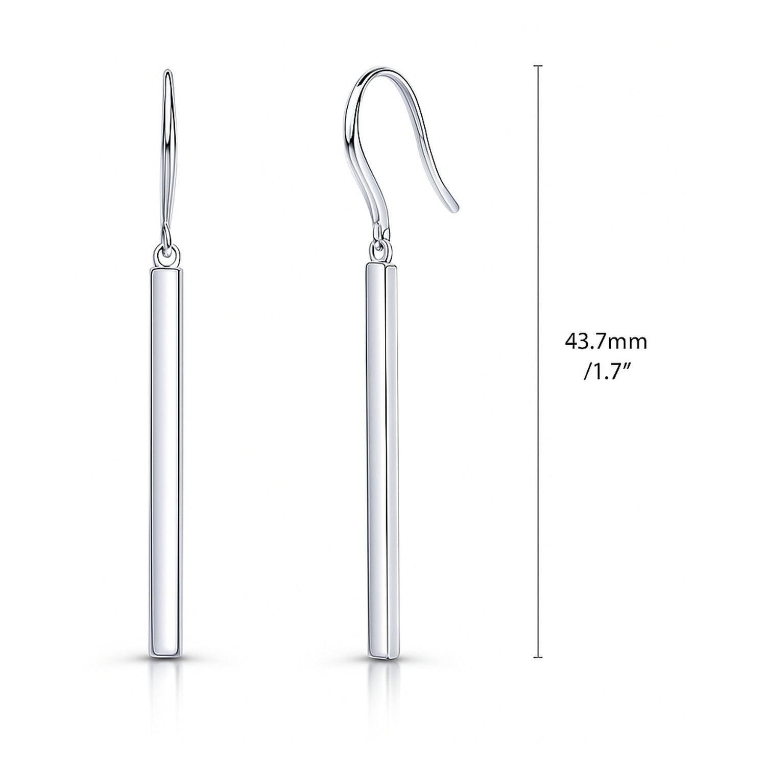 Bar Fish Hook Earrings in Sterling Silver