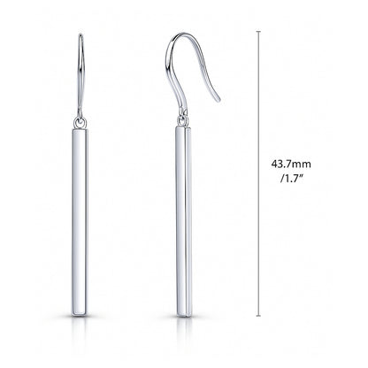 Bar Fish Hook Earrings in Sterling Silver