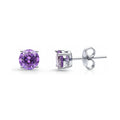 Solitaire 1.6ct CZ Cartilage Stud Earrings in Sterling Silver, Amethyst Color