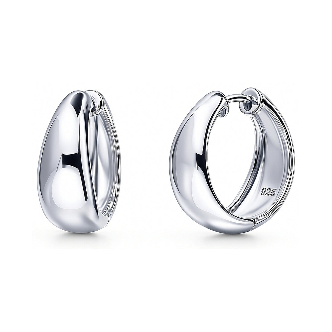 Dome Small Hoop Earrings in Sterling Silver 0.8"