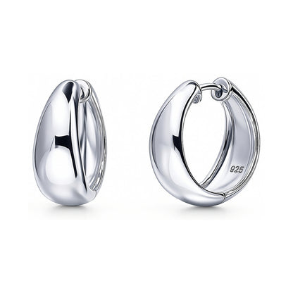 Dome Hoop Earrings in Gold Flashed Sterling Silver 0.8", 2 Pairs