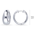 Front view of Dome Hoop Earrings in Sterling Silver, 2 Pairs, Rhodium Plated