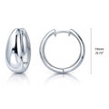 Dome Small Hoop Earrings in Sterling Silver 0.8 inch, Rhodium Plated