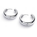 Dome Small Hoop Earrings in Sterling Silver 0.8 inch, Rhodium Plated