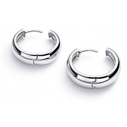 Dome Hoop Earrings in Gold Flashed Sterling Silver 0.8", 2 Pairs