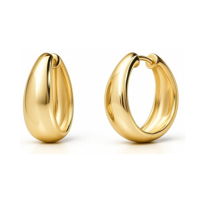 Dome Hoop Earrings in Gold Flashed Sterling Silver 0.8", 2 Pairs