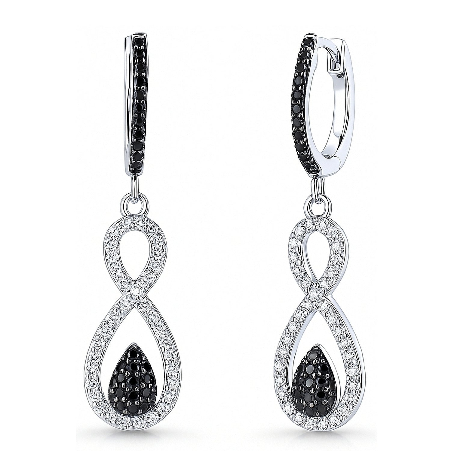 Black and White Woven Infinity CZ Set in Sterling Silver