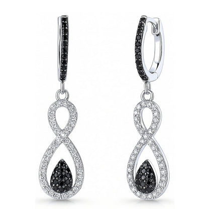 Black and White Woven Infinity CZ Set in Sterling Silver