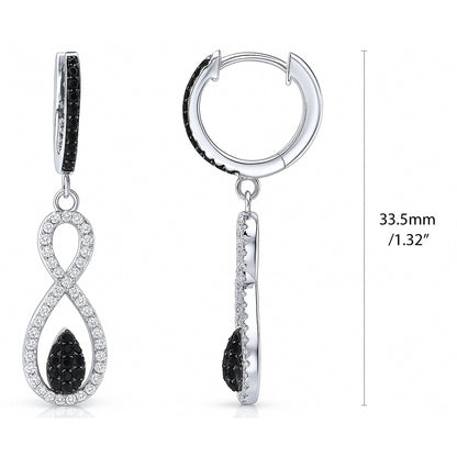 Black and White Woven Infinity CZ Set in Sterling Silver