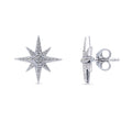 North Star CZ Necklace and Earrings in Sterling Silver, Rhodium Plated