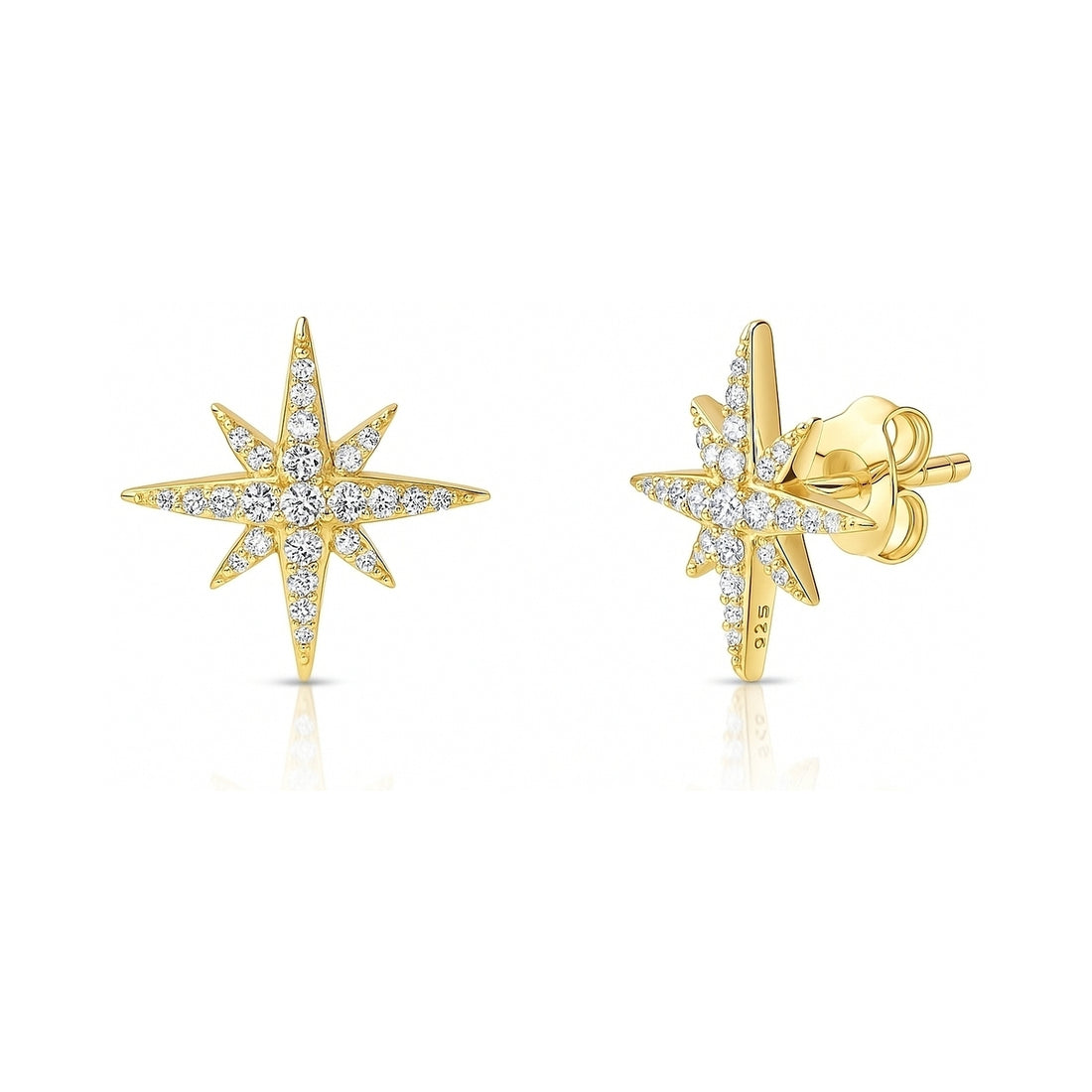 North Star CZ Stud Earrings in Sterling Silver
