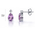 Solitaire 2-Stone 1.4ct Pear CZ Stud Earrings in Sterling Silver, Purple Color
