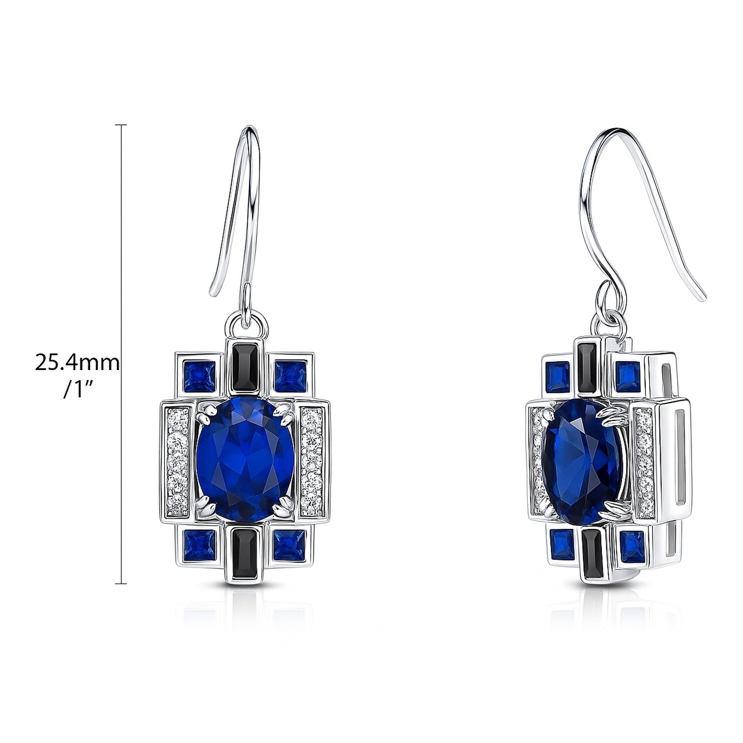 Art Deco Sapphire-Blue CZ Set in Sterling Silver, 8 of 11