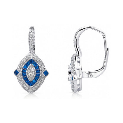 Navette Halo Art Deco Milgrain CZ Set in Sterling Silver