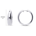 Front view of Dome Hoop Earrings in Sterling Silver, 2 Pairs, Rhodium Plated