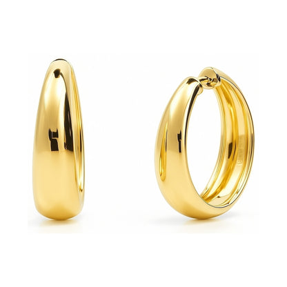 Dome Hoop Earrings in Gold Flashed Sterling Silver 1", 2 Pairs