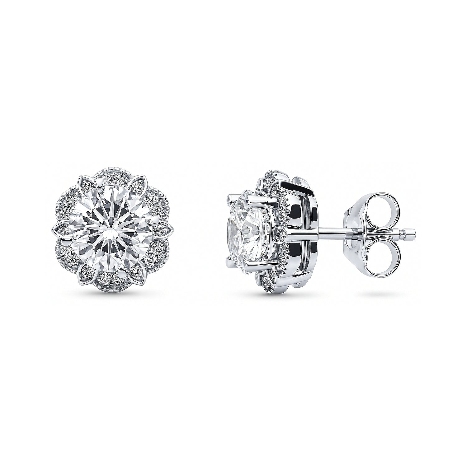 Flower Halo CZ Necklace and Earrings in Sterling Silver, 4 of 14