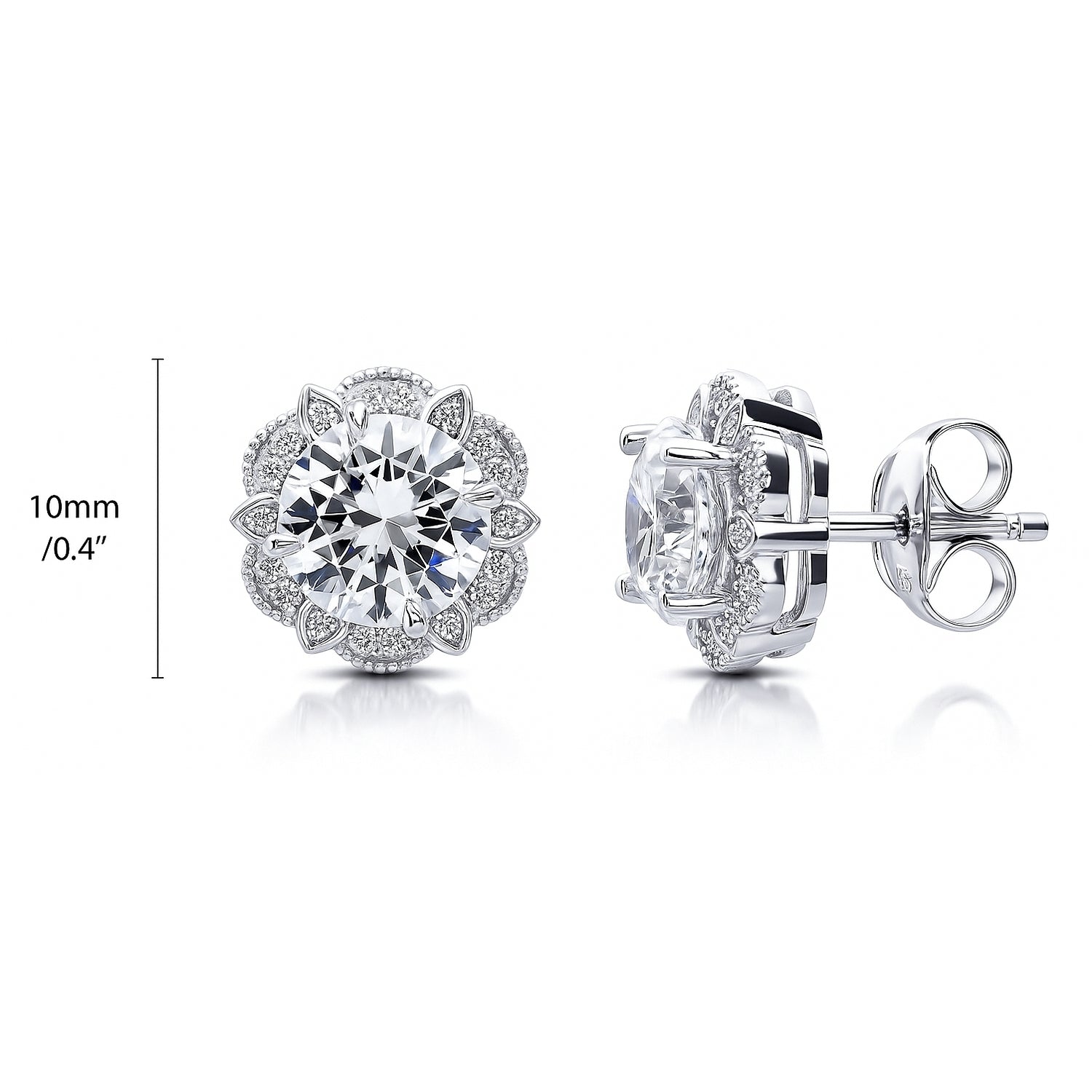 Flower Halo CZ Necklace and Earrings in Sterling Silver, 8 of 14