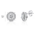 Flower Halo CZ Necklace and Earrings in Sterling Silver, Clear Color