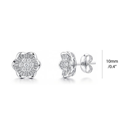Flower CZ Stud Earrings in Sterling Silver
