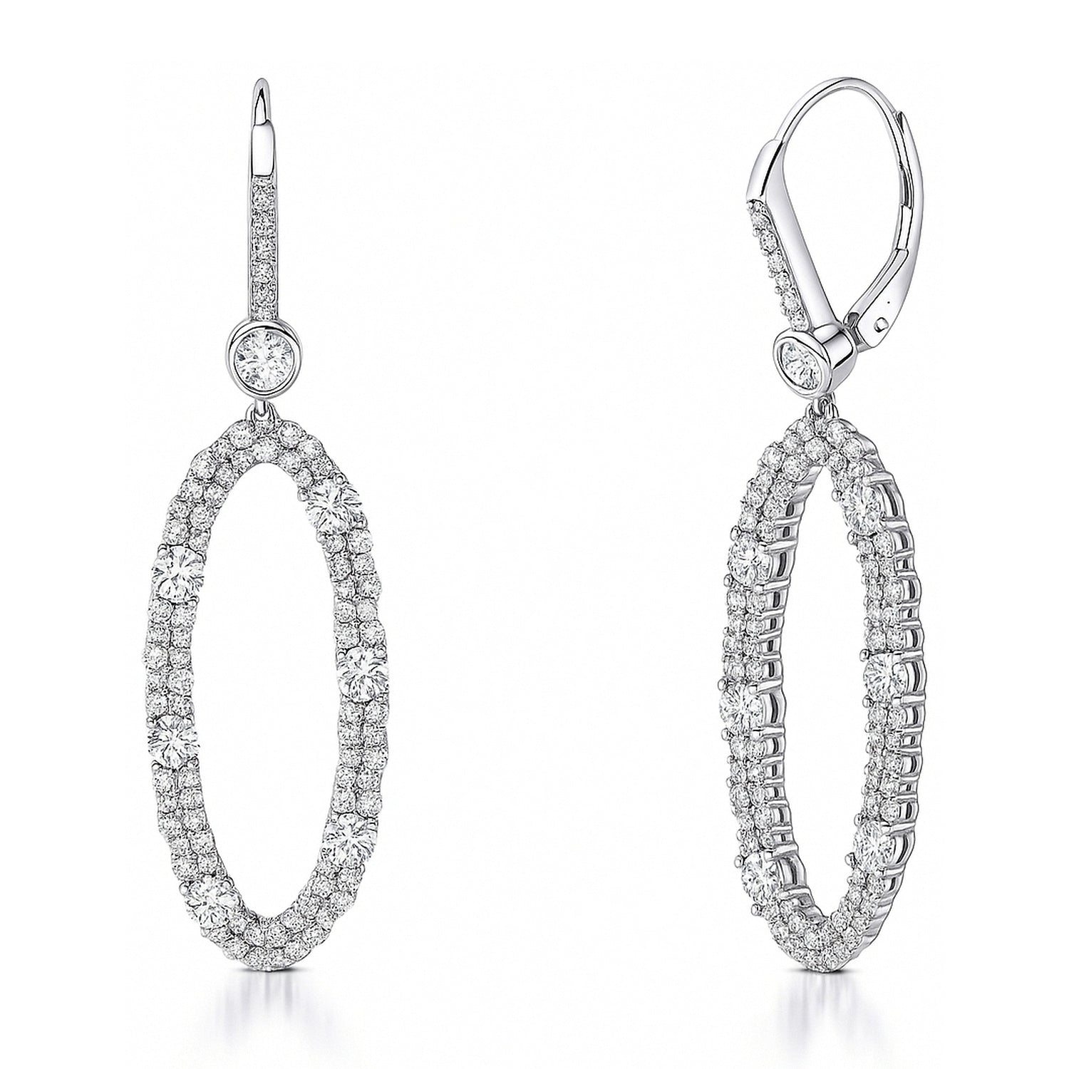 Open Oval Cluster CZ Set in Sterling Silver