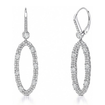 Open Oval Cluster CZ Set in Sterling Silver