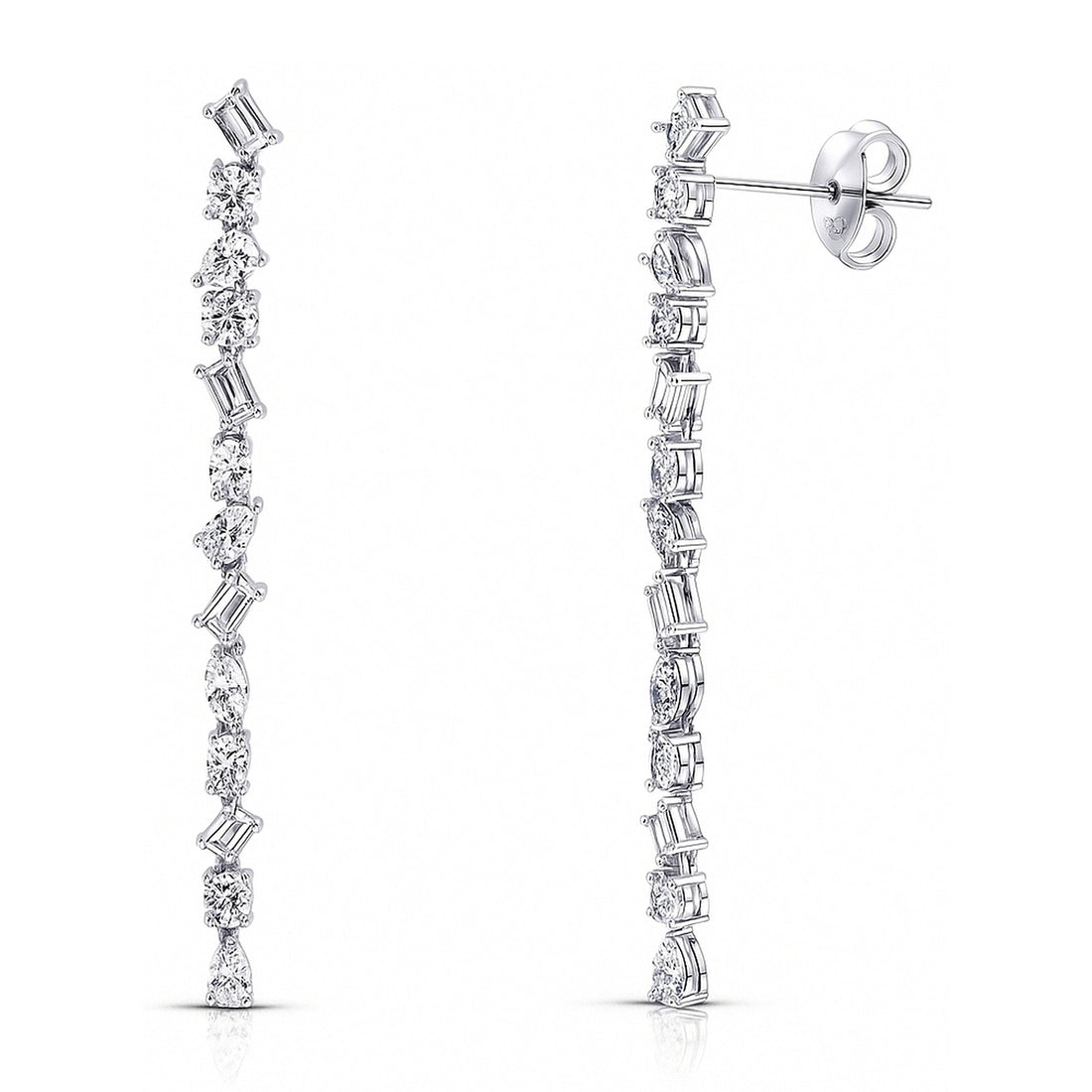 Cluster Bar CZ Chandelier Earrings in Sterling Silver