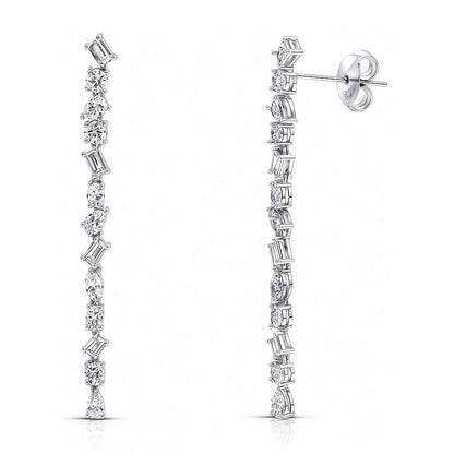 Cluster Bar CZ Chandelier Earrings in Sterling Silver