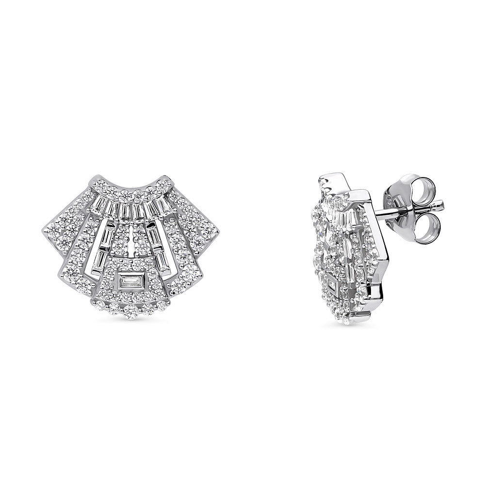 Art Deco CZ Necklace and Earrings Set in Sterling Silver, 4 of 10