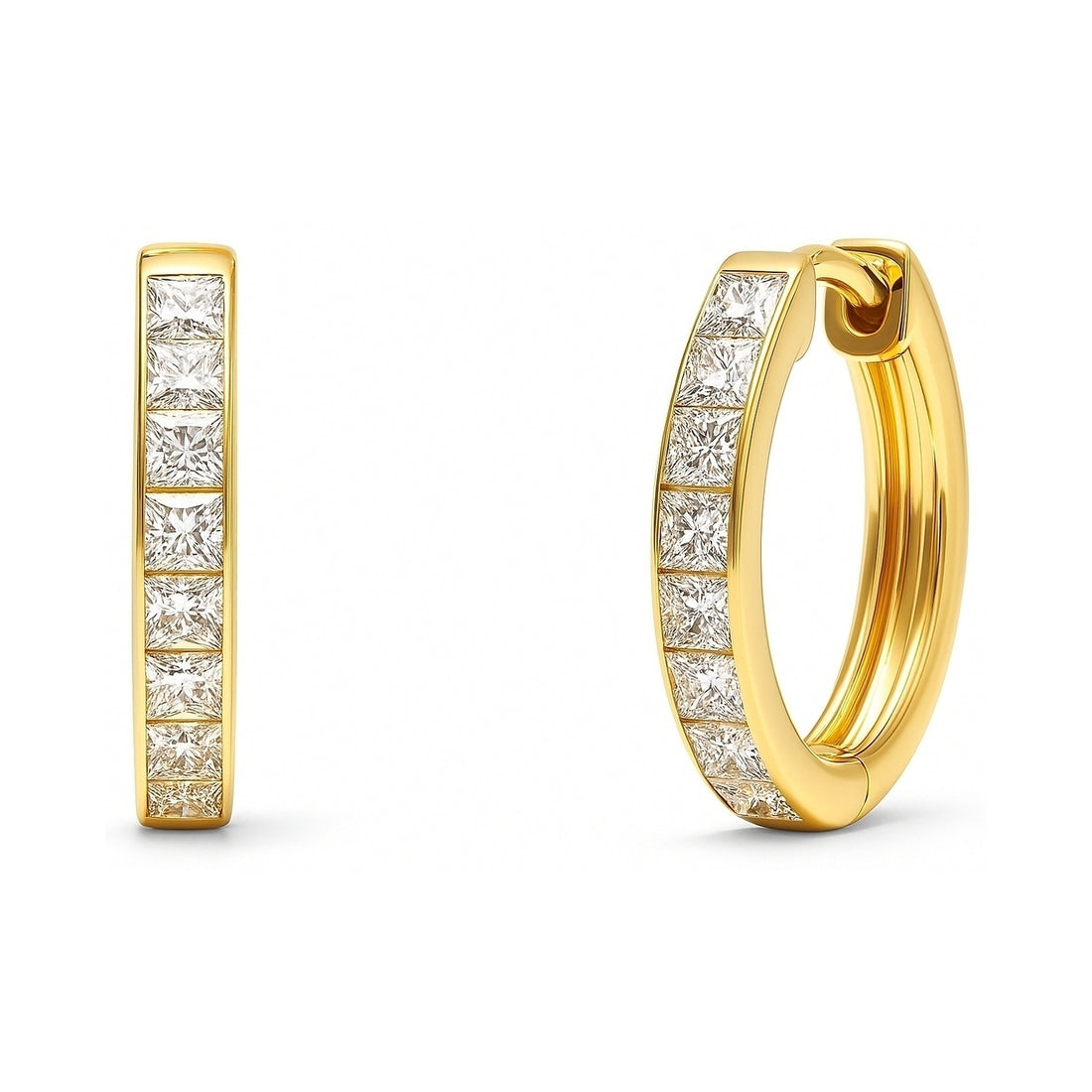 Bar CZ Small Hoop Earrings in Gold Flashed Sterling Silver