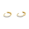 Angle view of Bar CZ Medium Hoop Earrings in Gold Flashed Sterling Silver