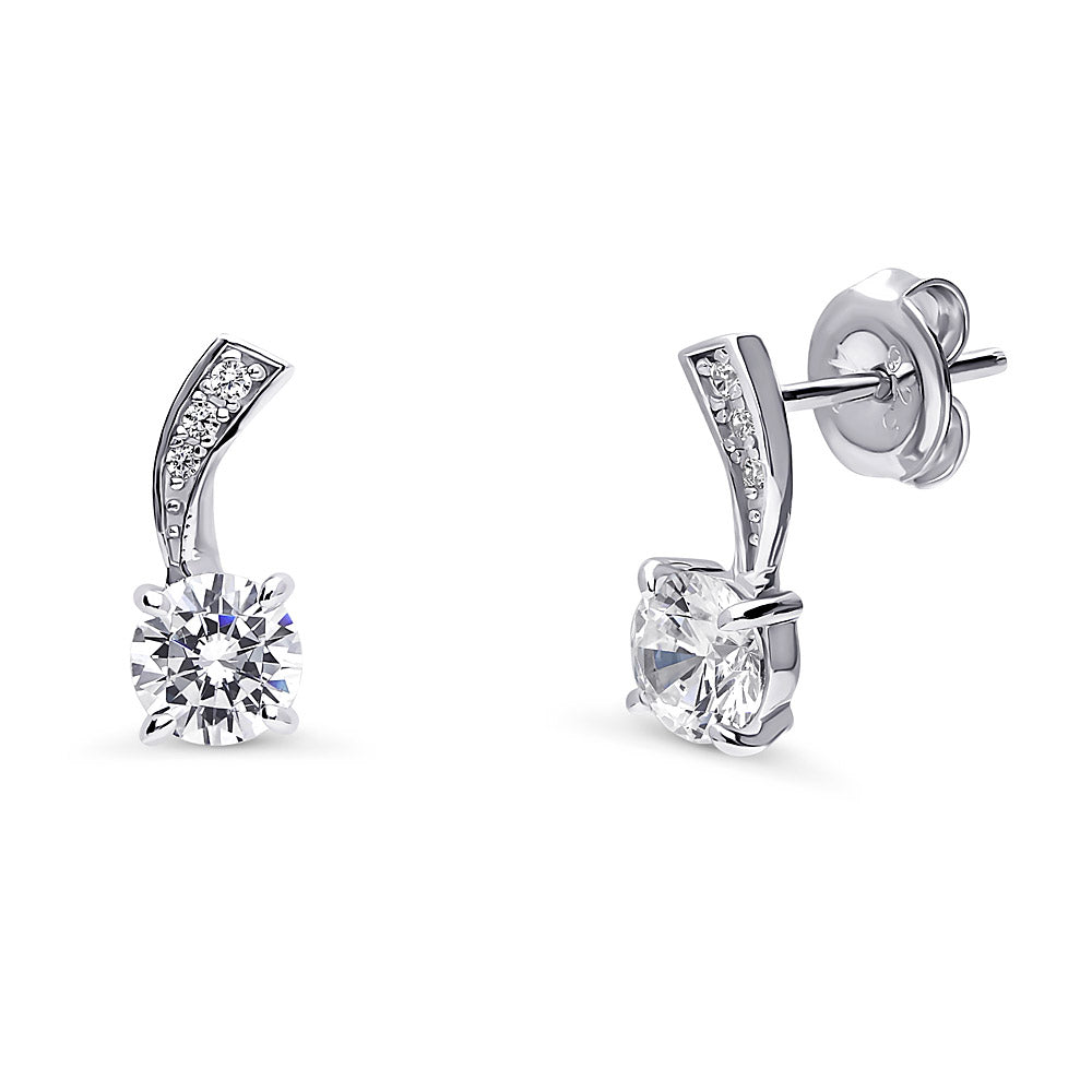 Woven CZ Stud Earrings in Sterling Silver, 1 of 3