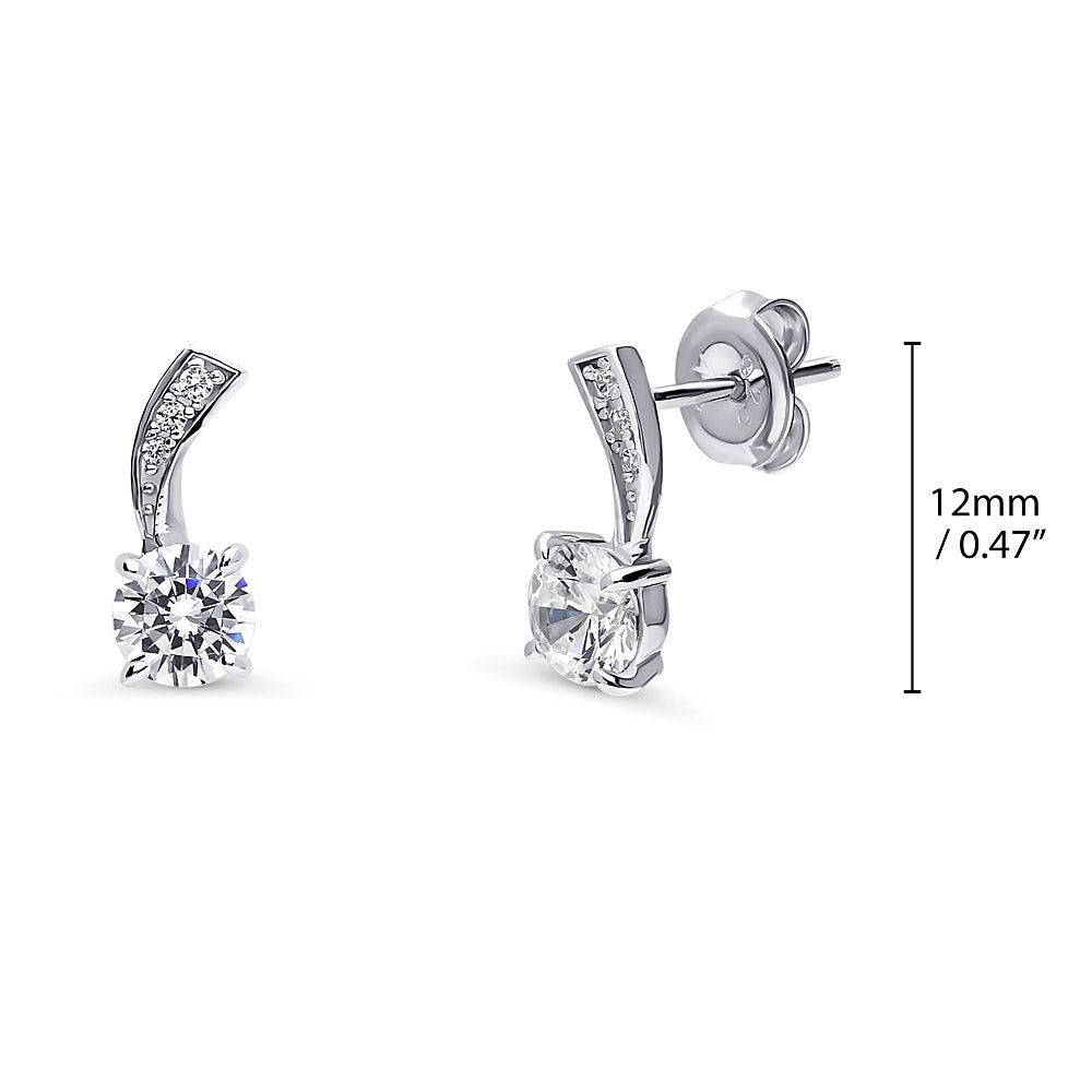 Front view of Woven CZ Stud Earrings in Sterling Silver, 3 of 3