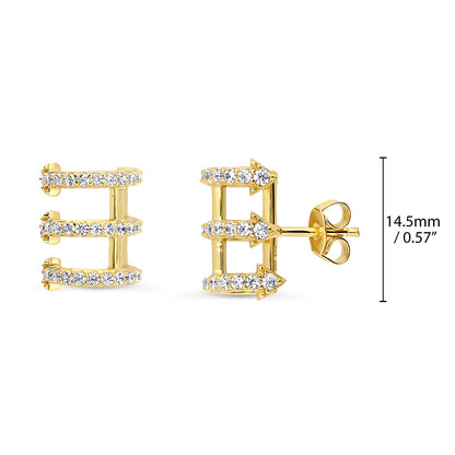 Bar CZ Stud Earrings in Gold Flashed Sterling Silver