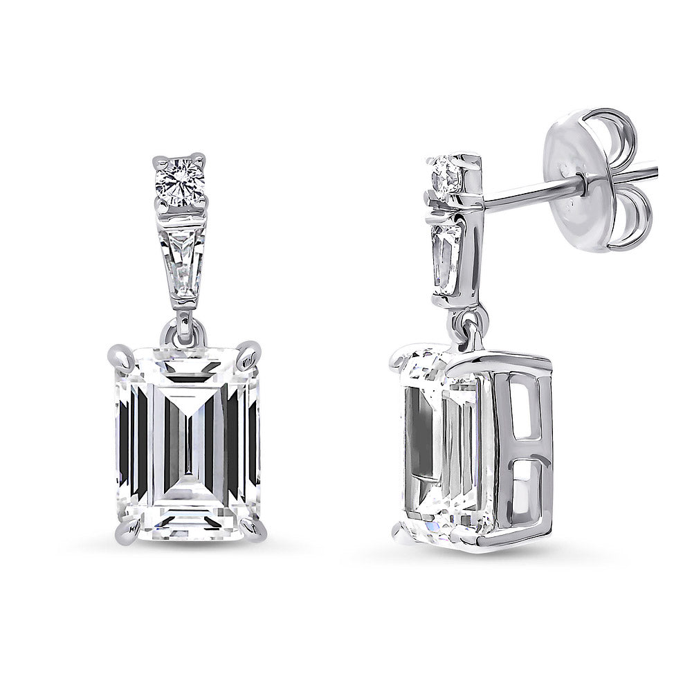 Solitaire Emerald Cut CZ Set in Sterling Silver, 3 of 7