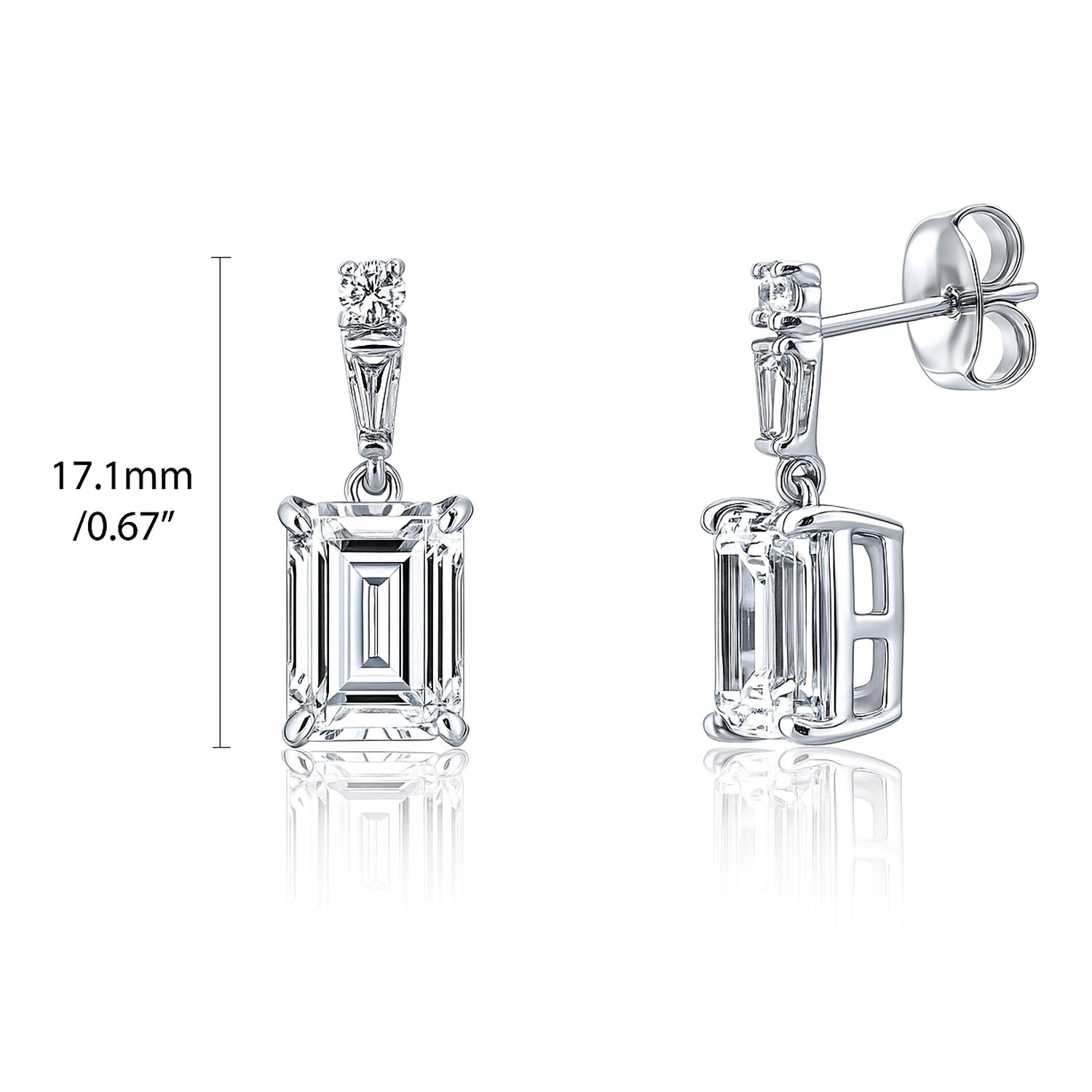 Solitaire 1.7ct/3.4ct Emerald Cut CZ Set in Sterling Silver