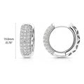 Dome CZ Small Hoop Earrings 0.8 inch, Silver-Tone
