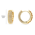 Front view of Dome CZ Medium Hoop Earrings 0.78 inch, Gold-Tone