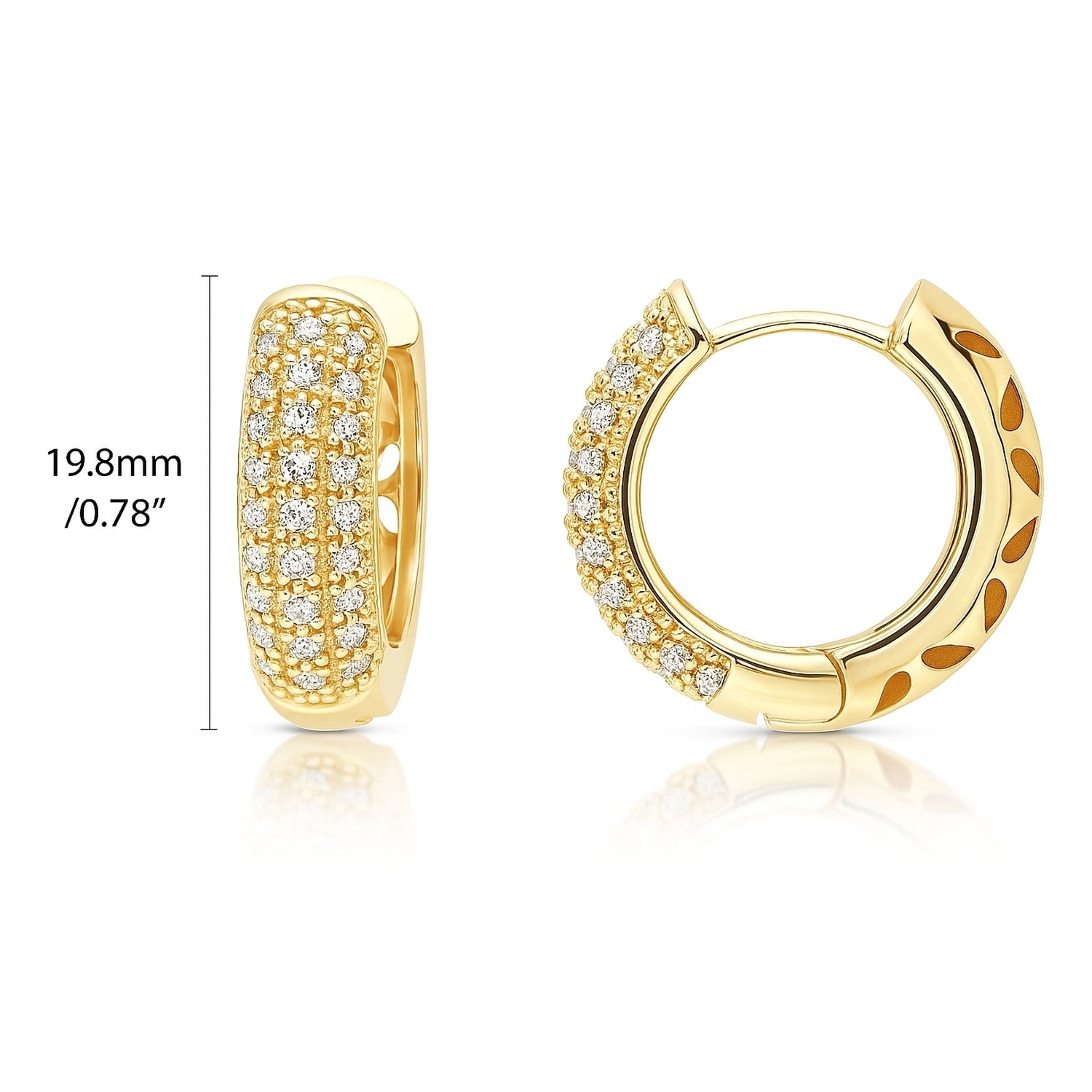 Dome CZ Small Hoop Earrings 0.8 inch, Gold-Tone