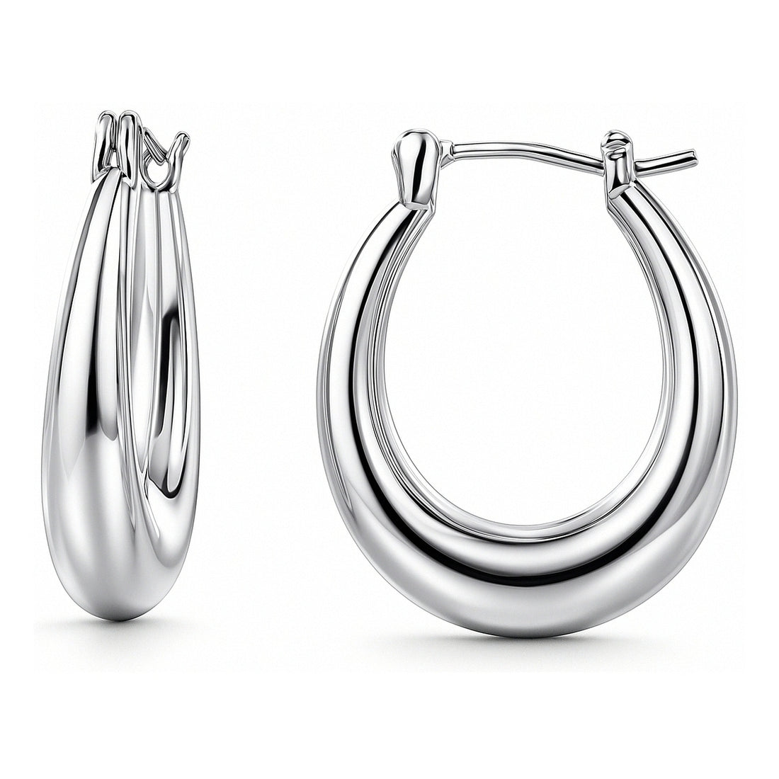 Oval Small Hoop Earrings 0.9"
