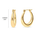 Front view of Oval Medium Hoop Earrings 0.9 inch, Gold-Tone