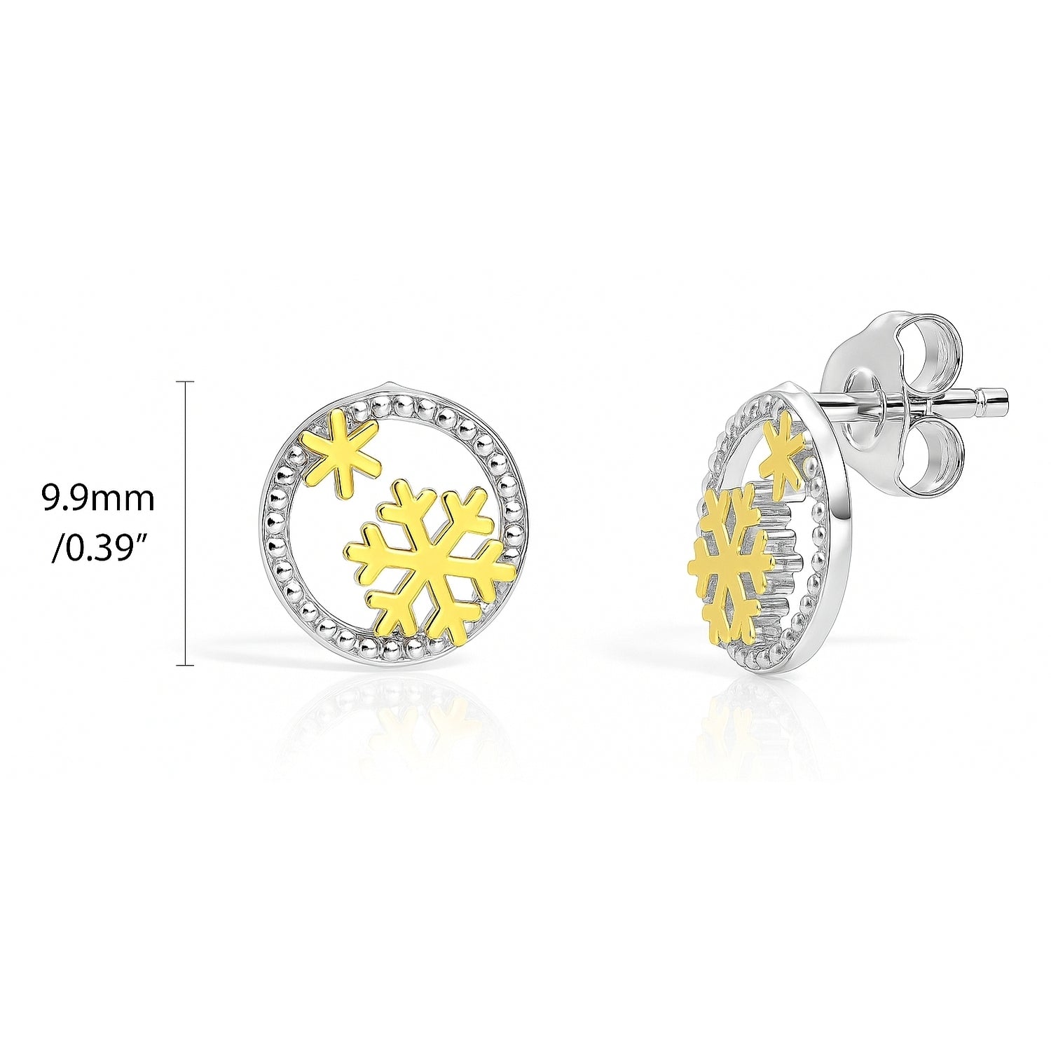 Snowflake Stud Earrings in Gold Flashed Sterling Silver, 2 of 2