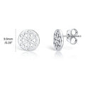 Snowflake Coin Stud Earrings in Sterling Silver, Rhodium Plated