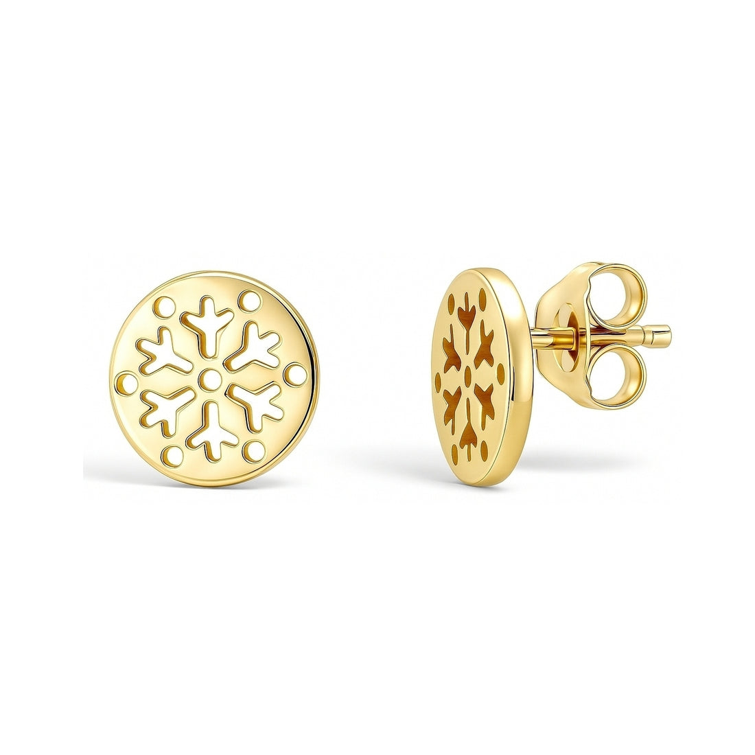 Snowflake Coin Stud Earrings in Sterling Silver