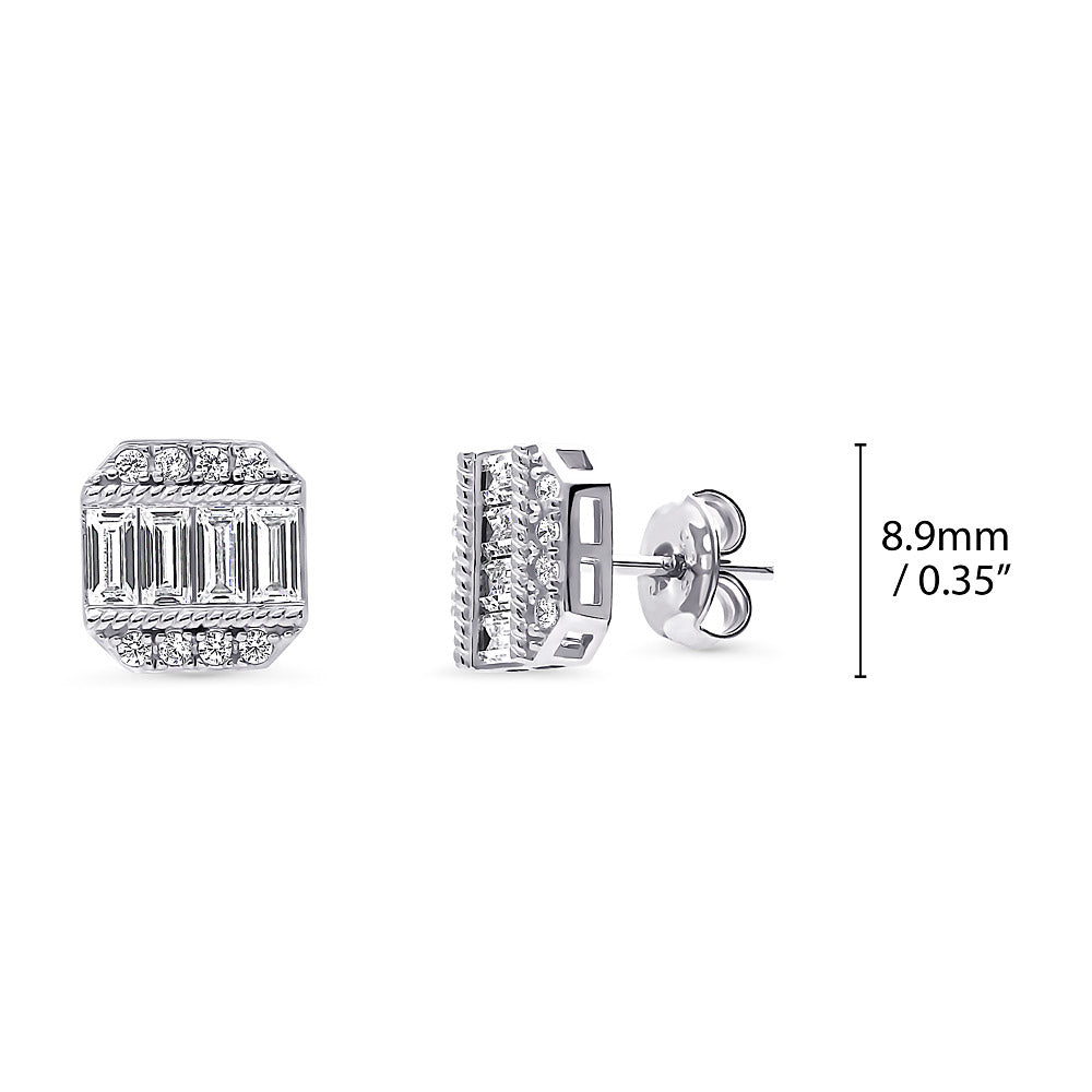 Art Deco CZ Stud Earrings in Sterling Silver
